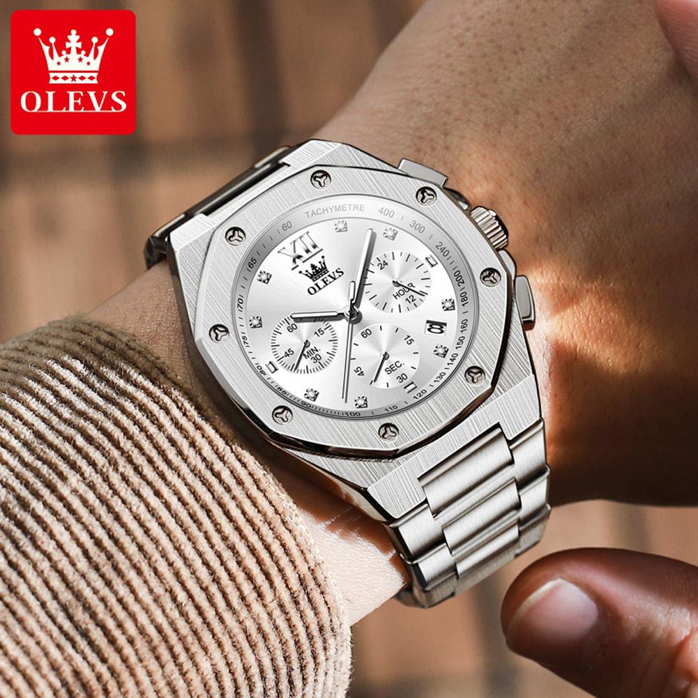 OLEVS Brand Watch Multi Functional Men's Quartz Watch Waterproof Steel Strap 3626