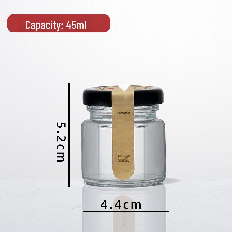 Hexagonal Glass Food-Grade Jar with Lid - Perfect for Lemon Curd, Honey, Chili Sauce, Jam, or Sauce Storage.