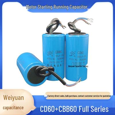 CBB60/CD60 Motor Start and Run Capacitor 450V/250V Single-Phase