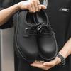 2024 new autumn niche British casual men's shoes thick sole heightening black big head derby trendy shoes 8830-J