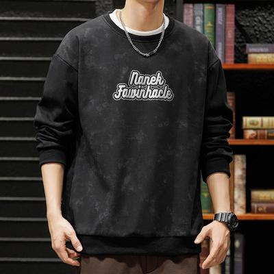 Autumn and Winter Thick Inkjet Round Neck Shoulder Men's Hoodie