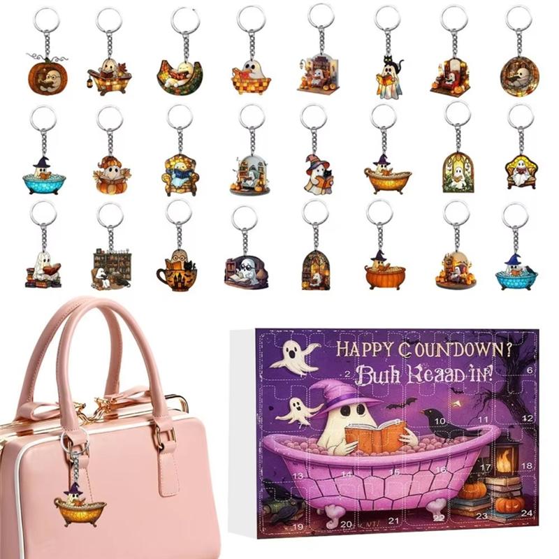 

SHGO-Halloween Ornaments Countdown Calendar Count Down To Halloween 24-Pendant Calendar 2D Acrylic Ornament Keepsake