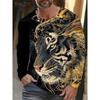 Hot Selling 3D Tiger Print Men's Street Trendy Round Neck Long Sleeved T-shirt