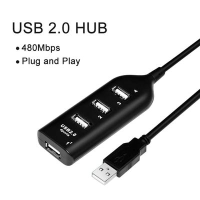 Portable 4 Ports USB 2.0 Super Speed 480Mbps Hub Splitter Adapter for PC Laptop