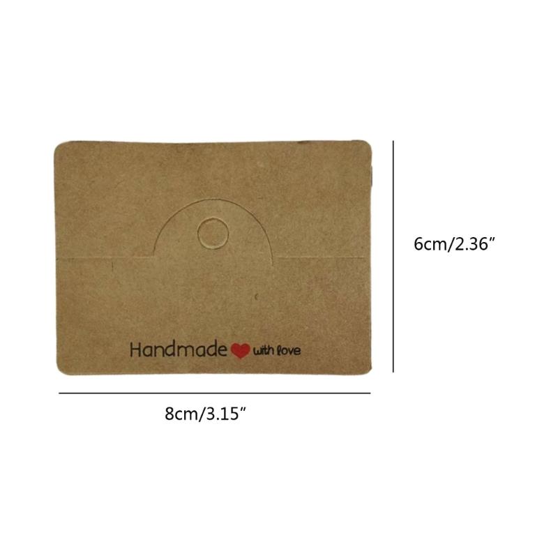 100pcs 8x6cm Bracelet Display Cards Handmade with Love Print Kraft Paper Card Hang Tags Cardboard Package for Jewelry