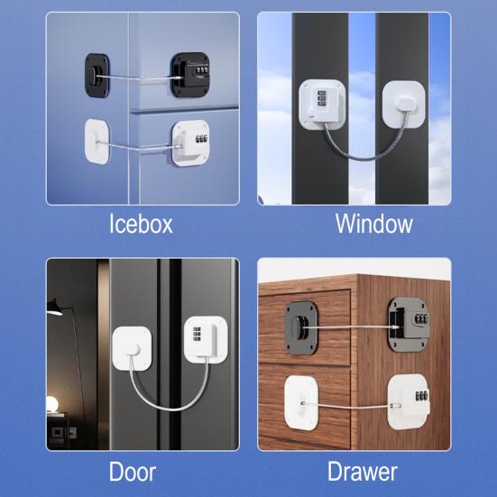 Child Safety Refrigerator Door Lock Multi-Purpose Adhesive Kitchen Microwave Dishwasher Oven Cabinet Fridge Door Baby Proof Lock Child Proofing Safety