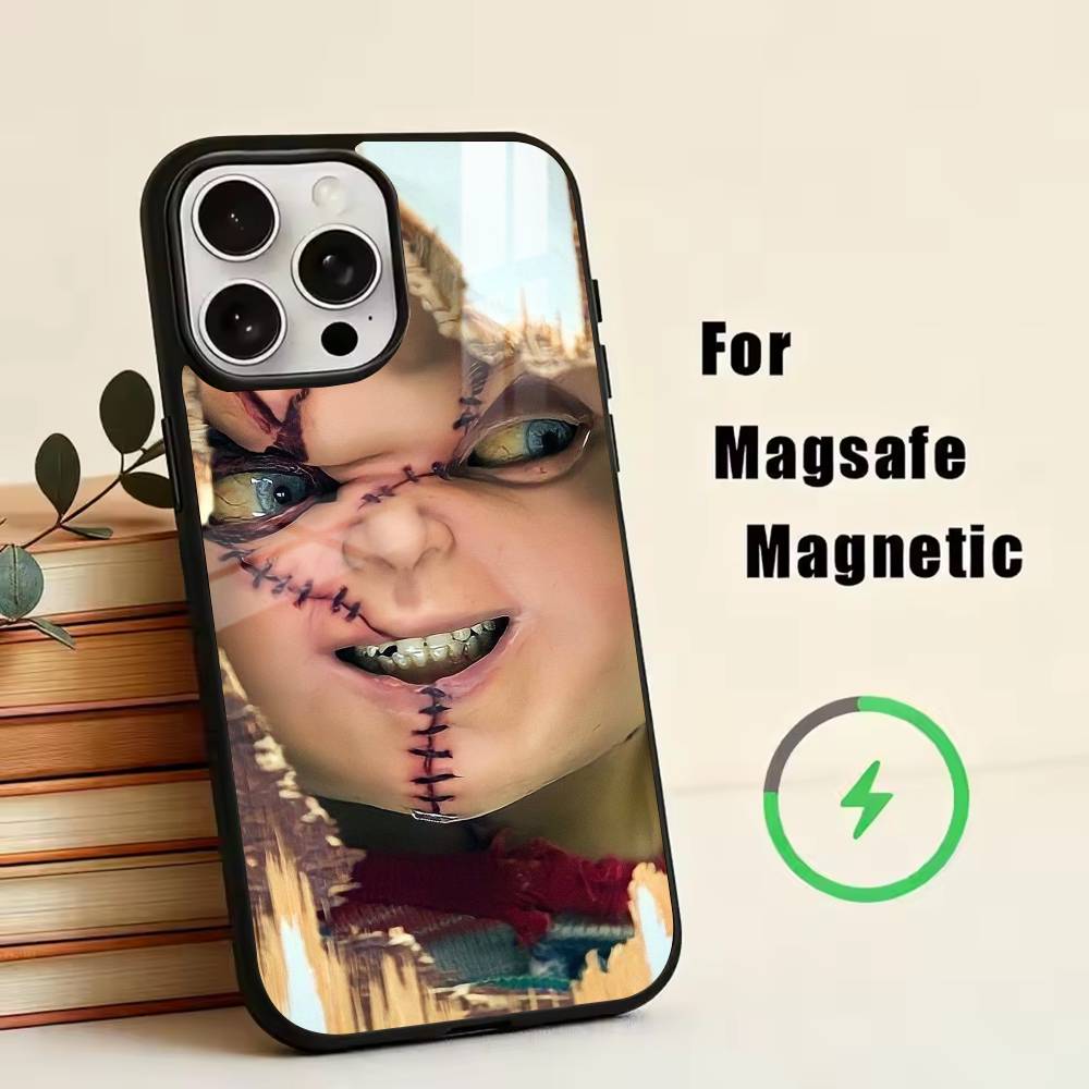 Chucky Scary Doll Phone Case For iPhone17,16,15,14,13,12,11 Plus,Pro Magnetic For Magsafe Wireless Charging