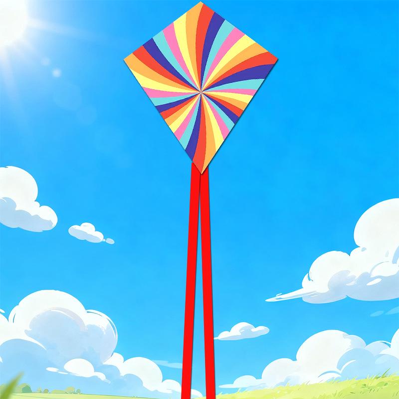 Children s Colorful Seven-Color Rainbow Diamond Cartoon Kite