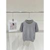 European Celebrity Rhinestone Collar Short Sleeve Knit Top - Age-Reducing & Versatile