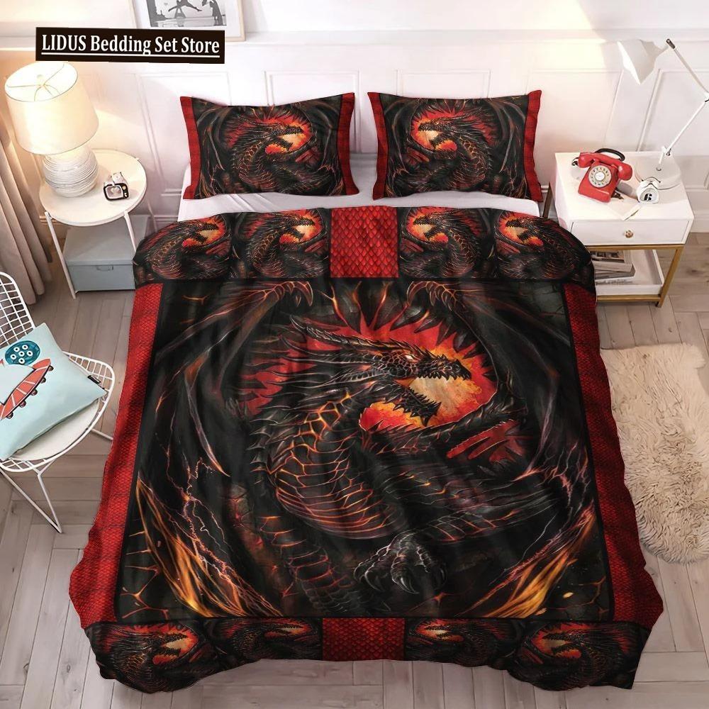 Comforter Dragon And Phoenix Full Queen Size Fantasy World Monster Gothic Bedding Sets Bohemian Mandala Comforter