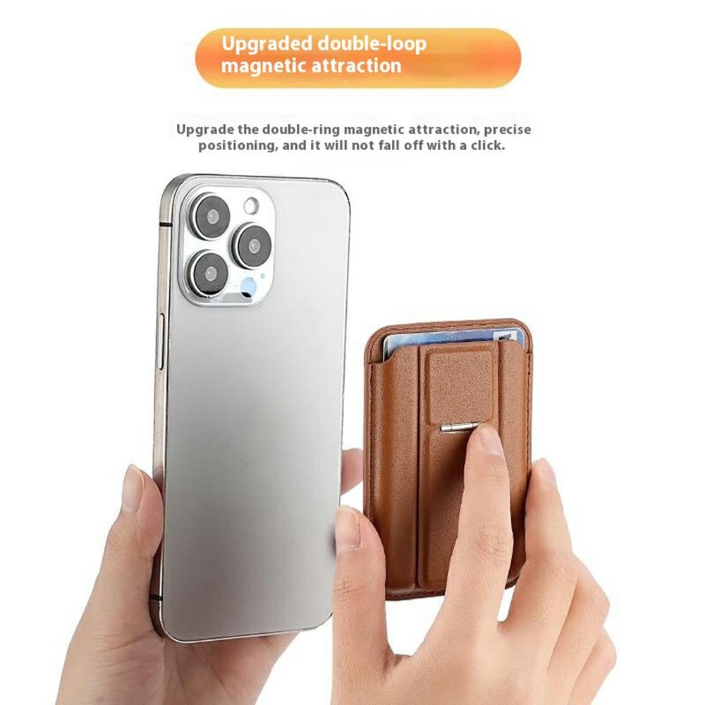 Compatible with MagSafe Leather Magnetic Card Holder Kickstand Combo Multi Card Slots For iPhone Series