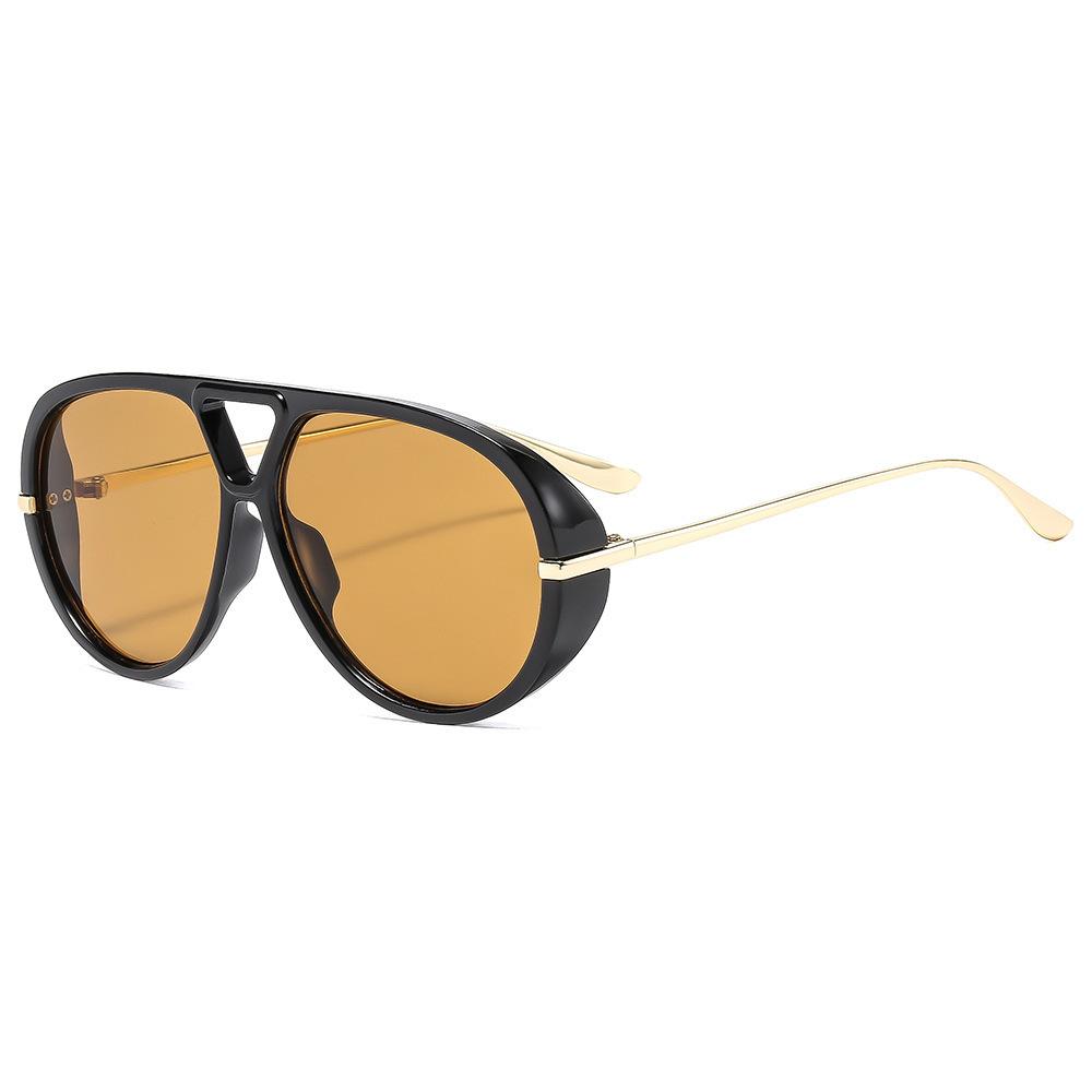 Retro Oversized Oval Leopard Gradient Women Sunglasses Double Beam Punk Style Fashion Luxury Large Frame Men Sun Glasses UV400