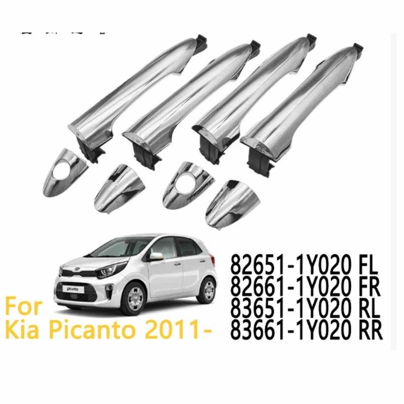 Chrome Front Rear Left Right Outside Door Handle 82651-1Y020 83651-1Y020 82661-1Y020 83661-1Y020 for Kia Picanto 2011-2015