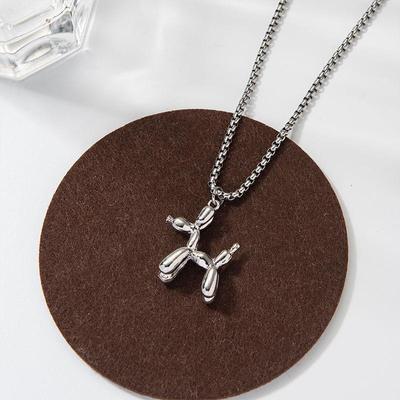 Titanium Steel Hip Hop Balloon Puppy Pendant Chain for Men and Women - Street Style Sweater Necklace