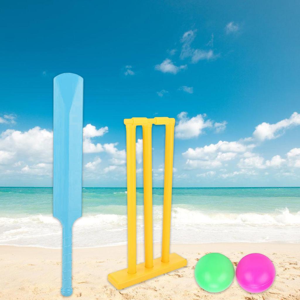 Kids Cricket Set Plastic Cricket Bat with 2 Balls and Stumps Backyard Sports Game Interactive Board Game Easy To Play
