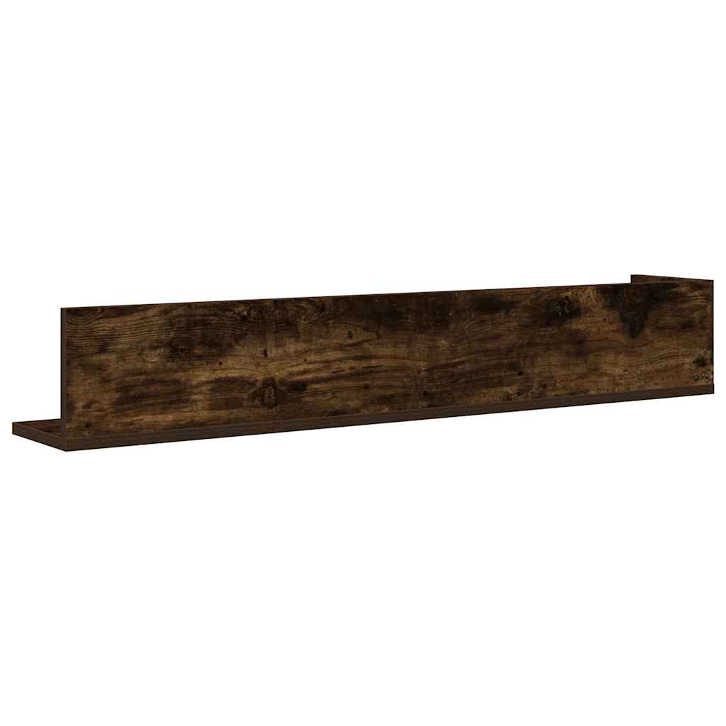 Wall Shelves 2 Pcs Smoked Oak 100 X 16.5 X 16.5 Cm Engineered Wood