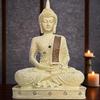 Nuova statua del Buddha seduto in meditazione da 25 centimetri, pezzo forte, idolo, articoli di arredamento per la casa per il soggiorno e regali (Crema)