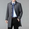 Men's mid-length windbreaker, middle-aged business casual lapel wool coat, father's outfit, leader cadre wool coat