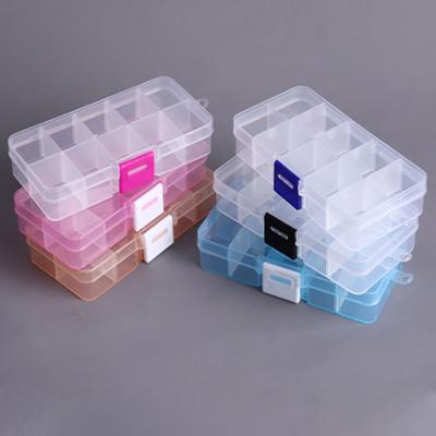 10 Slots Plastic Storage Organizer Container Jewelry Organizer Box with Adjustable Dividers for Beads Crafts Jewelry DIY