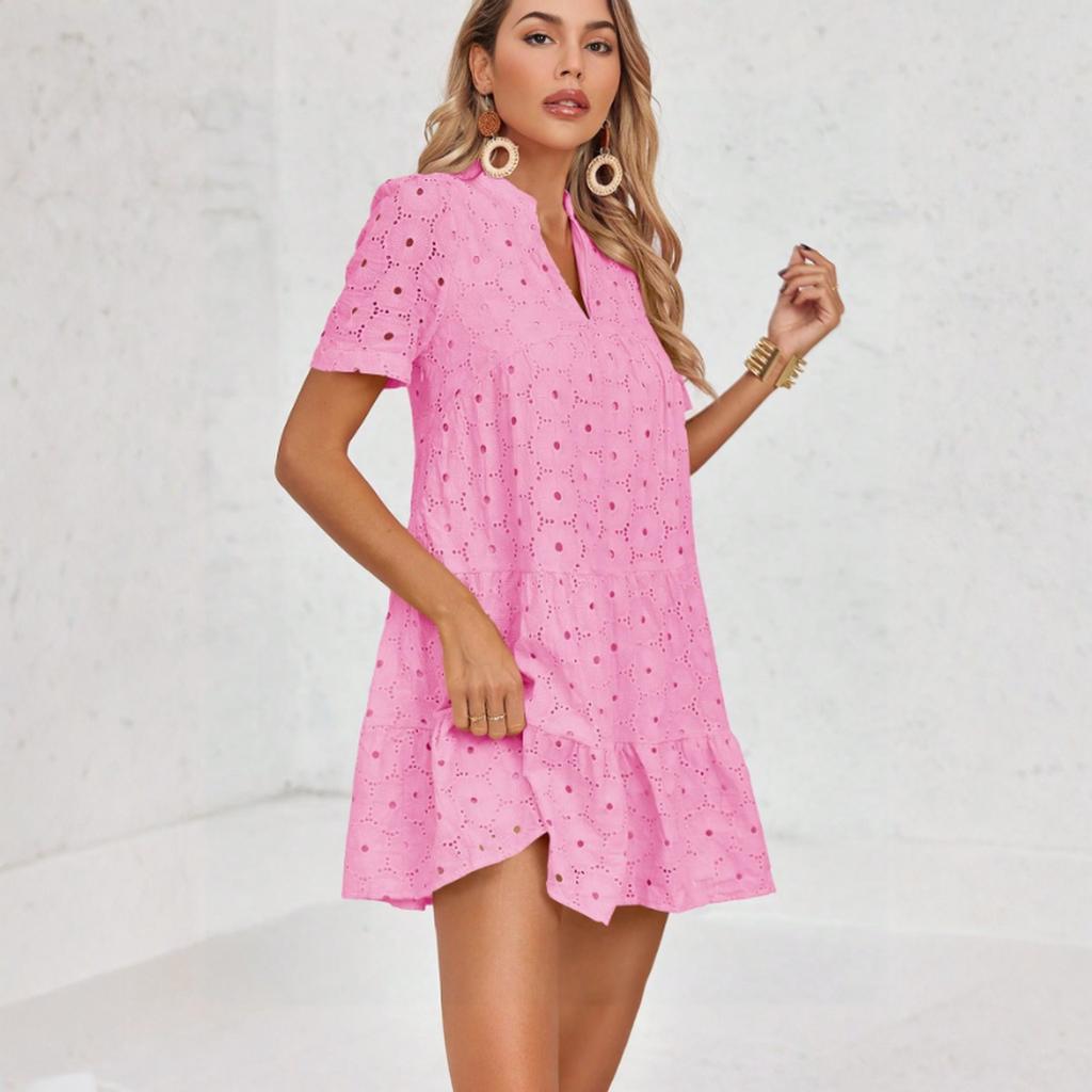Women's Dress Casual Flowy Dresses V-neck Vocation Boho Beach Sundress