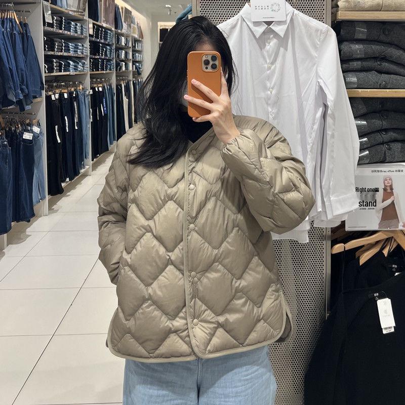 2024 Lightweight Women's Diamond Quilted Down Jacket for Spring, Autumn, and Winter - Trendy Casual Inner Layer