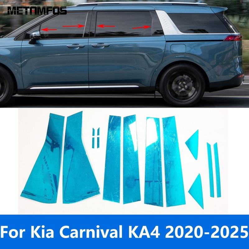 For Kia Carnival KA4     2024 2025 Stainless Window Center B C Pillar Cover Trim Sticker Accessories Car Styling