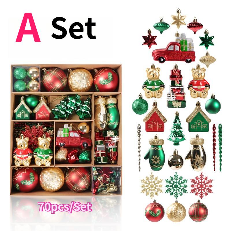 

70pcs Christmas Ball Sets Christmas Tree Ornament Assorted Alien Balls Toppers Xmas Tree Arrangements Background Displays Decor