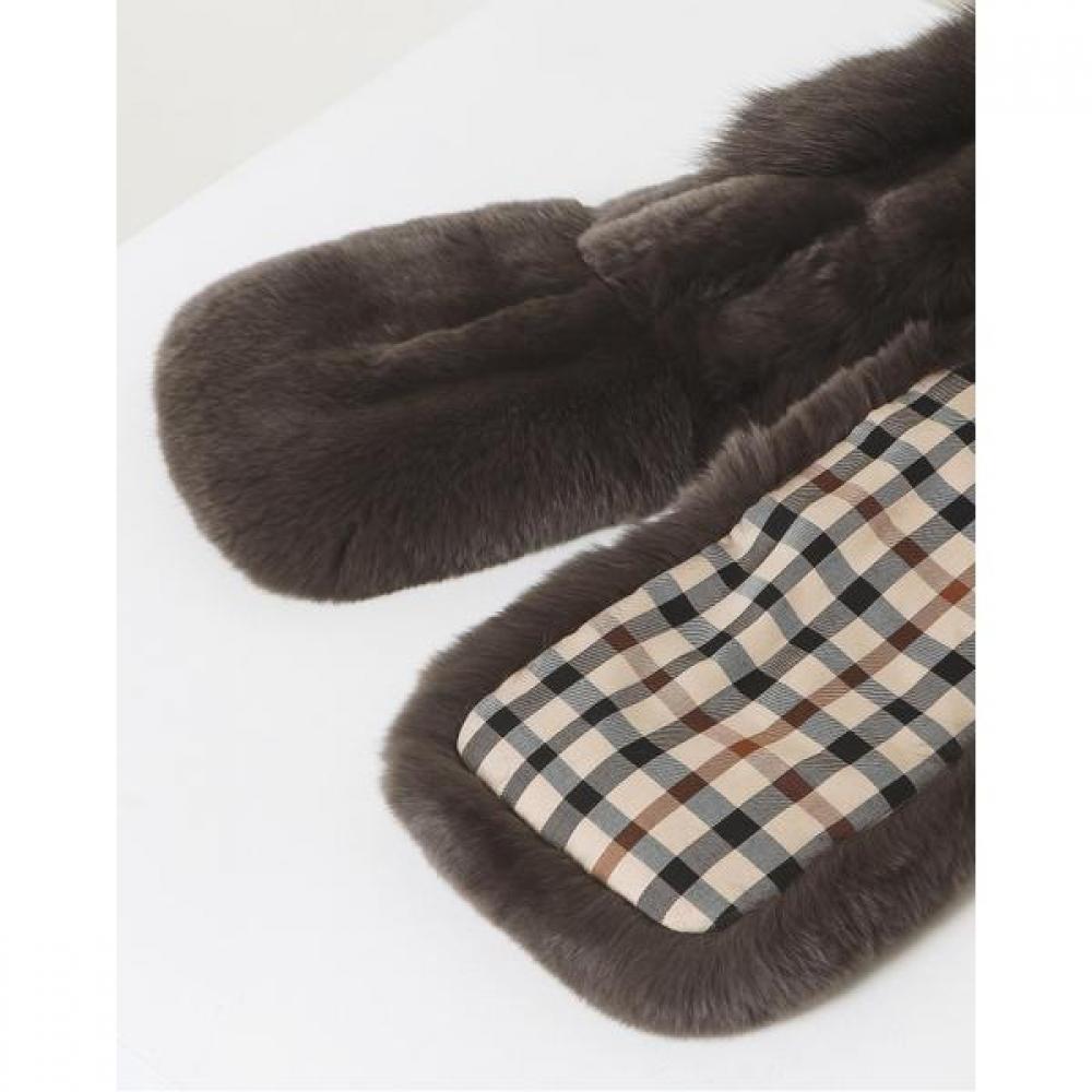 DakS Women S Fox Fur Scarf Dark Grey Dbmu4f741g3