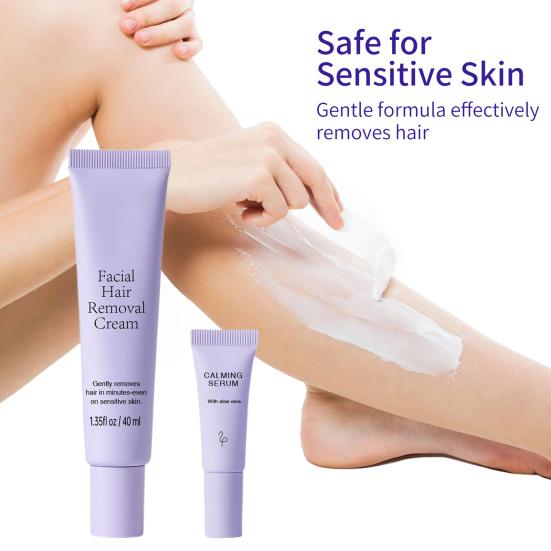 40ML Hårfjerningskrem med 5ML Essens Menn Kvinner Smertefri Hele Kroppen Arm Ben Armhuler Bikini Privat Ansiktshårfjerner Depilatorisk Krem