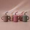 Color Kids 1PCS Baby Silicone Straw Cup BPA Free Leakproof Toddler Training Cup Dual Handle Travel Water Cup Baby Shower Gifts