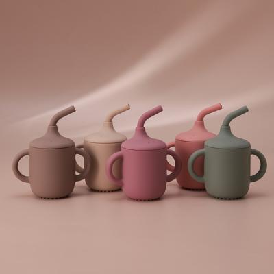 Color Kids 1PCS Baby Silicone Straw Cup BPA Free Leakproof Toddler Training Cup Dual Handle Travel Water Cup Baby Shower Gifts