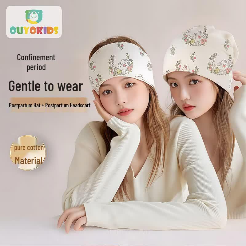 Postpartum Confinement Hat & Headscarf Set