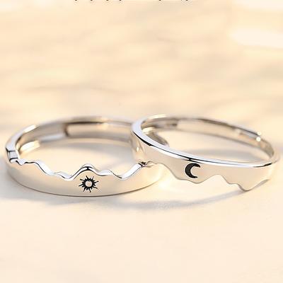Wedding Engagement Copper Men Woman Moon Open Ring Fashion Jewelry Couple Ring Finger Ring