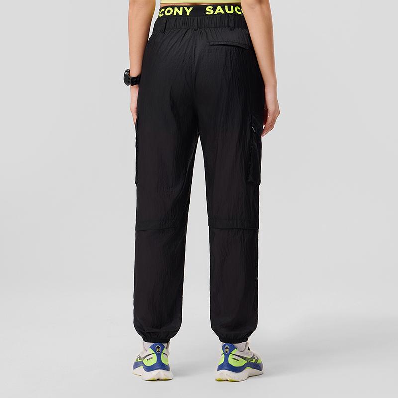 SAUCONY Logo Letter Print Comfortable Casual Loose Woven Cargo Pants Women Pants Black SC1249120A-BK01