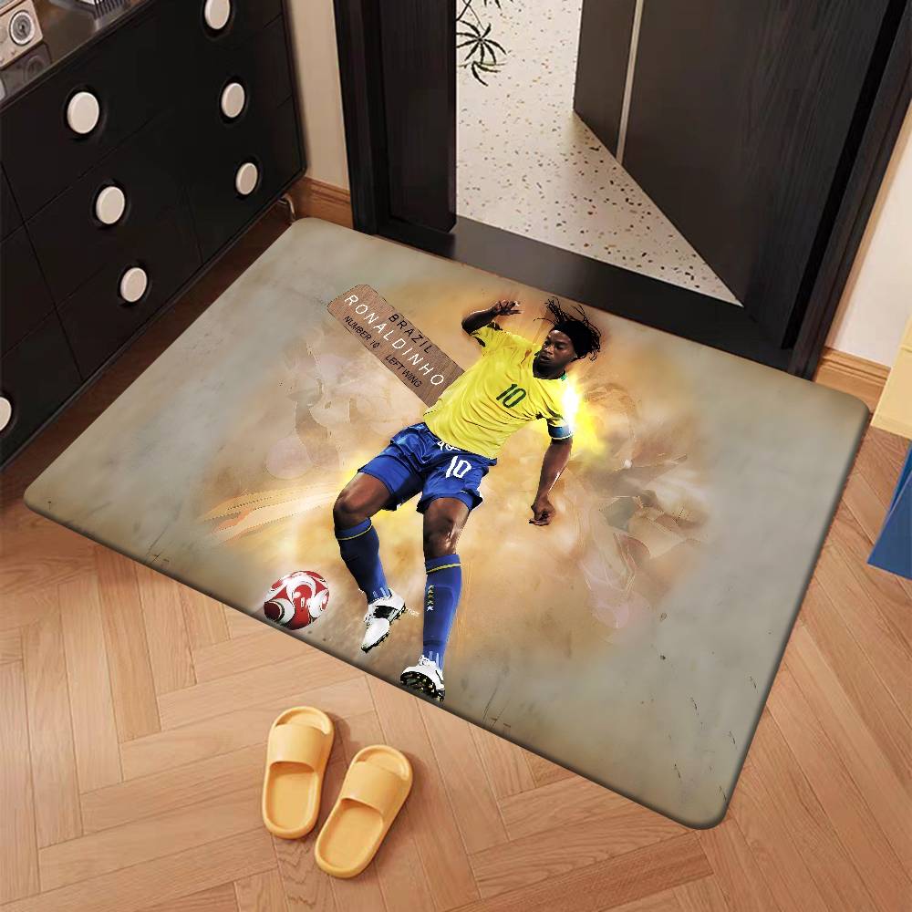 R-Ronaldinho Sport Football Star Door Mat Kids Room Bedroom Decoration Balcony Anti-Slip Doormat Living Room Doormat Area Rug