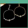 Retro Cross Pendant Adjustable Wristband With Zircon Gems For Female Fashion Jewelry