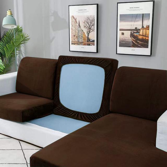 Velvet Stretch Sofa Slipcovers Spandex Non Slip Soft Couch Cover Washable Furniture Protector With Elastic