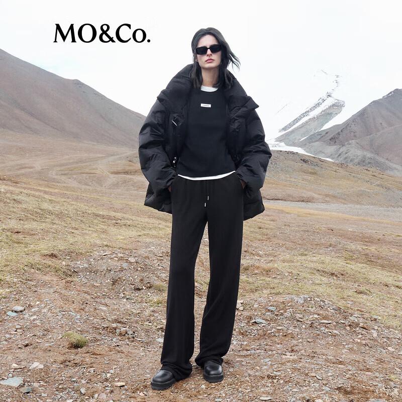 MO&Co. Women's Basic Cotton Blend Round Neck Long Sleeve T-Shirt