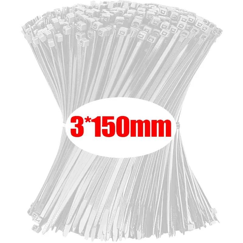 1000pcs Nylon Cable Ties Self-locking Cord Ties Straps Adjustable Cables Fastening Plastic Clamp Heat Resistant Wire Zip Tie