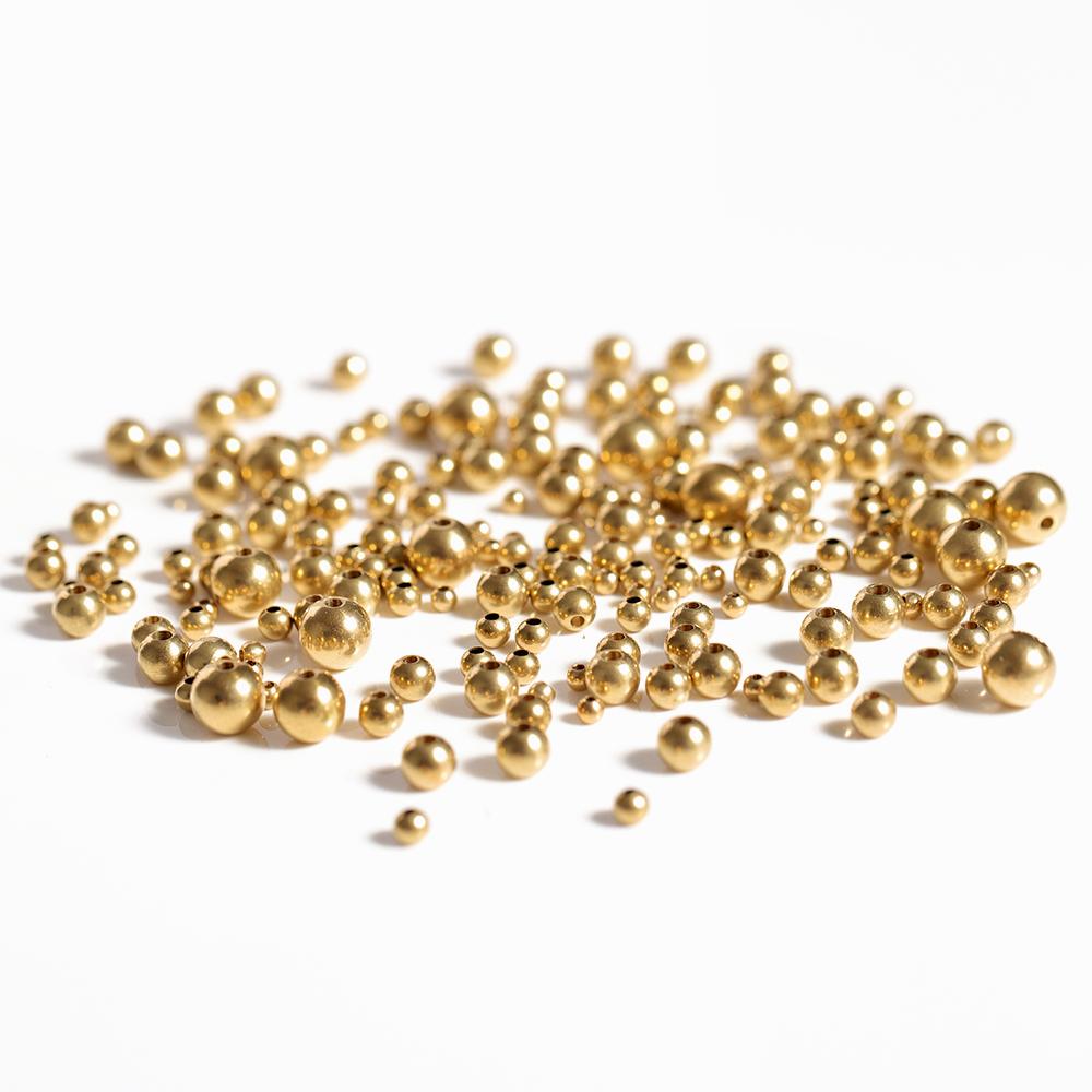 50pcs 3-8mm Original Brass Beads Silver Bead Round Ball Spacer Loose Beads for Bracelet Necklace Jewelry Making DIY Accessories