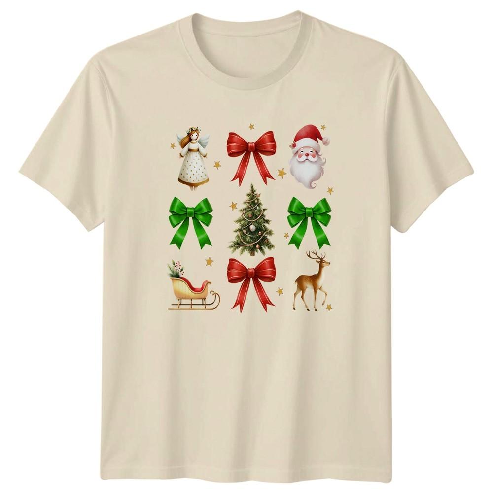 Christmas Holidays Santa Deer Angel Tree Bows Unisexs Unisexs Graphic Tee