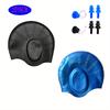 2pcs Silicone Swim Caps with Waterproof, 3D Fit Design for Men & Women with Long Hair, Includes Black & Blue Caps + Earplugs