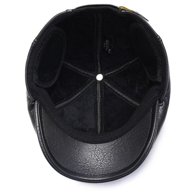 Men's Korean Style Winter Baseball Cap - Faux Leather with Ear Protection for Middle-Aged and Elderly