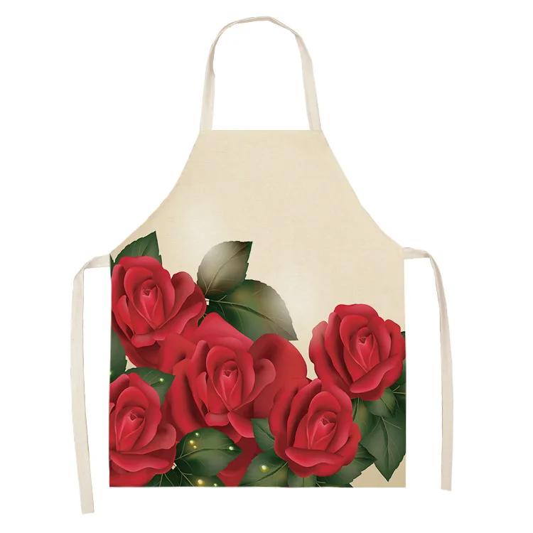 Printed color apron Home Cooking Baking Kitchen anti-stain and anti-oil  linen adult bib household cleaning tools
