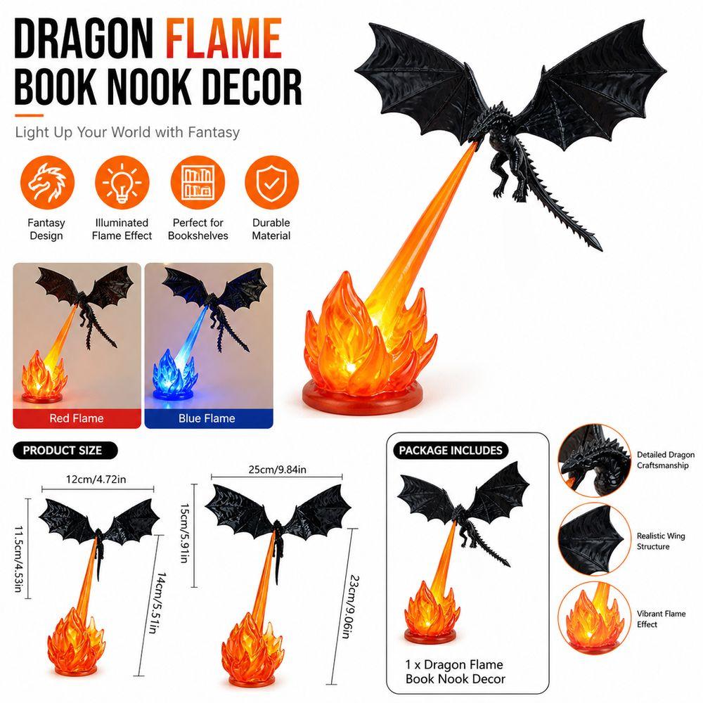 Flame Effect Dragon Bookshelf Decor Lamp LED Light Bookshelf Ornament Bookshelf Decor