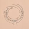 Individual cold wind, geometric round paperclip shape bracelet set, multi-layer stacked metal bracelet