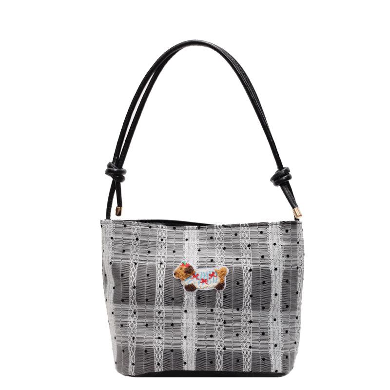 Cute Dachshund Dog One-shoulder Crossbody Bucket Bag New Niche Polka Dot Fashionable Simple Versatile Fashionable Texture Women's Bag