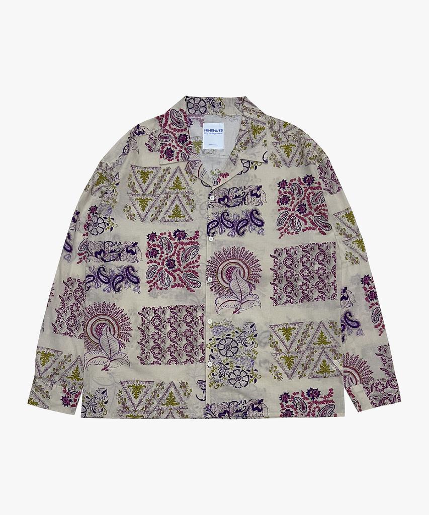 Nainneoscheu Ethnic Paisley Open Collar Shirt_Purple