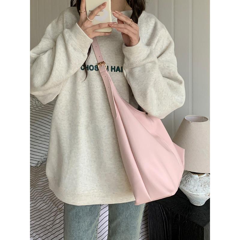 

Сумка-тоут из мягкой кожи, одноплечная сумка-подмышка, школьная сумка для поездок на работу, сумка через плечо розовый