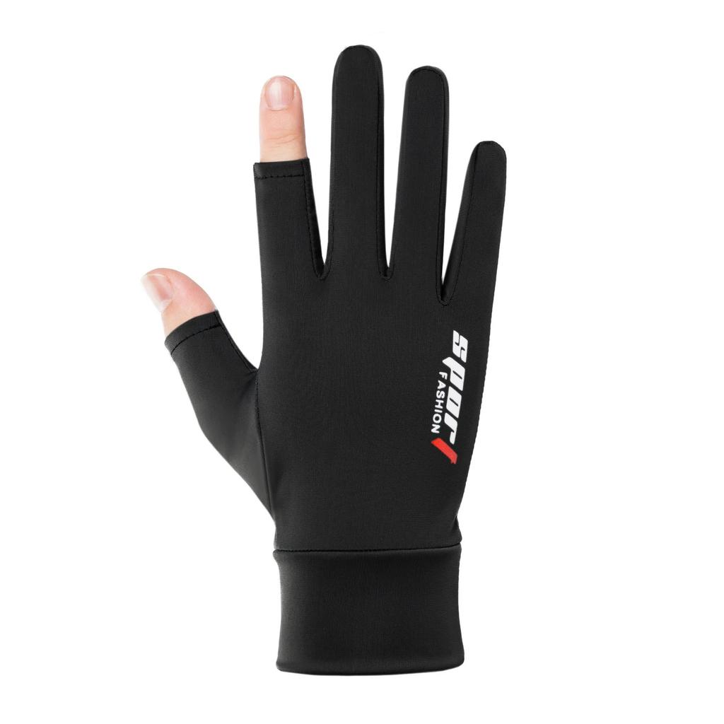 Sun Protection Gloves Half Finger Bicycle Gloves Anti Slip Two Finger Gloves Solid Color Thin Driving Outdoor Cycling Gloves
